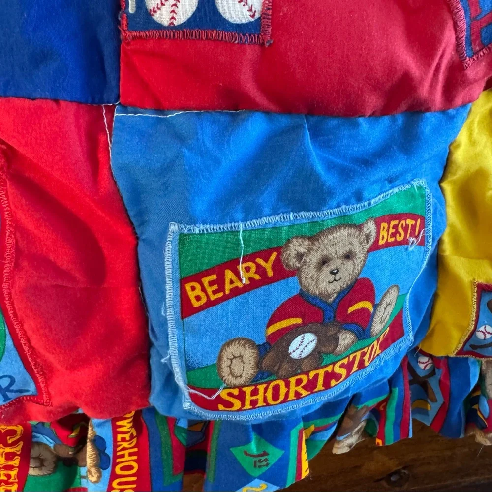 Handmade Baby Quilt Baseball Teddy Bear Theme